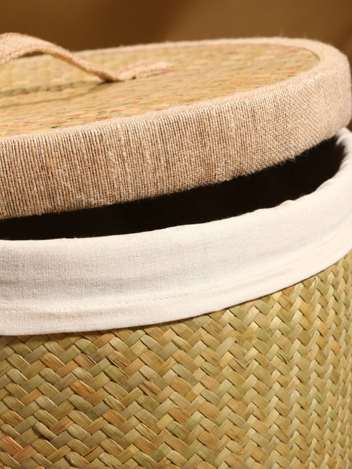 Корзина для белья с крышкой и тканевым подкладом, 303030 см, ротанг - Simaland фото 6