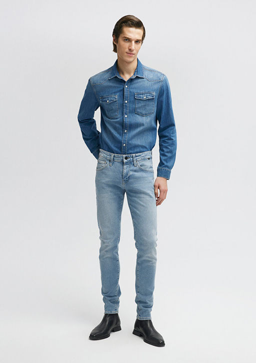 Kvnc Mavi Black Golgeli Ac?k Indigo Mavisi Jean Pantolon  фото 2