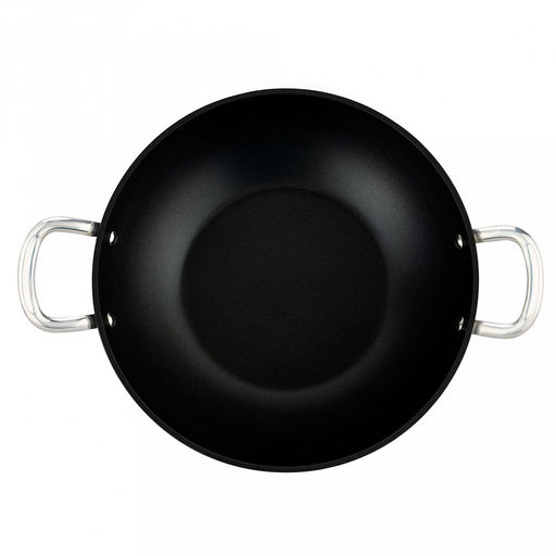 Сковорода Вок с антипригарным покрытием д30см Итан h6,5см, s3,3мм, дно д17см, s4мм, кованный алюминий, стеклянная крышка с пароотводом, 2 ручки из нержавеющей стали на клепочном креплении, цветная коробка, TalleR (Китай) - Домашняя мода фото 4