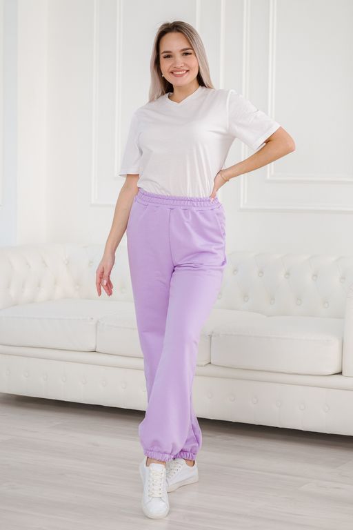 Брюки женские из футера петля Прогулка лила - Амадэль фото 11