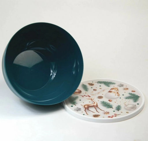 Миска 3л с крышкой с декором НГ - Полимербыт фото 3