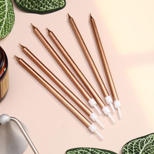 Свечи в торт Ройс, 6 шт, высокие, 12,5 см, шампань металлик - Страна карнавалия фото 4