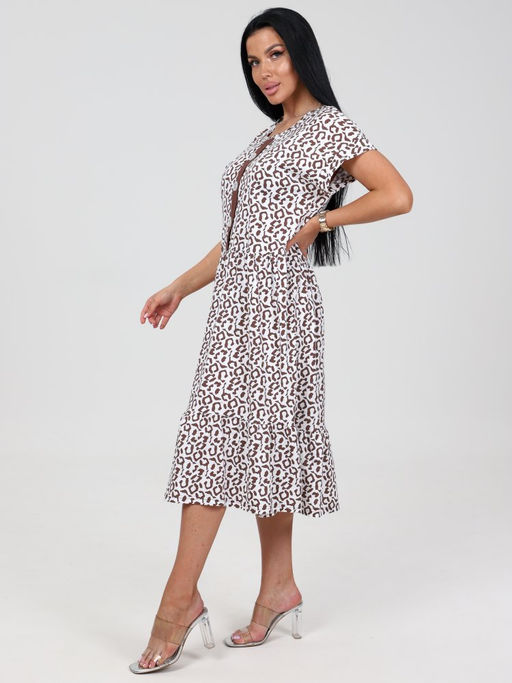 761 ЖЕНСКОЕ ПЛАТЬЕ (Коричневый/белый) - А-дина фото 4