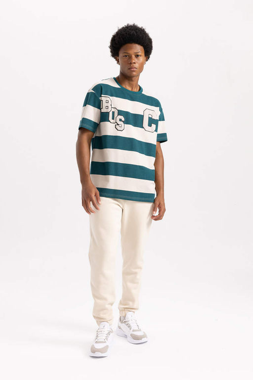 DeFactoFit Стандартная футболка с круглым вырезом и короткими рукавами с принтом  фото 2