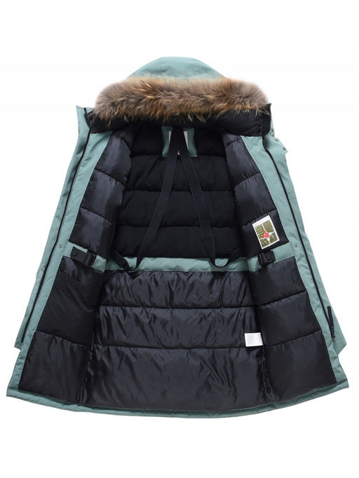 Парка зимняя мужская с капюшоном и мехом енот зеленого цвета 9537-1Z - Valianly фото 3