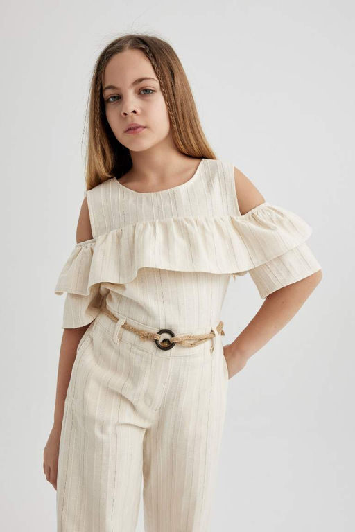 Блузка с коротким рукавом для девочки - Defacto фото 3