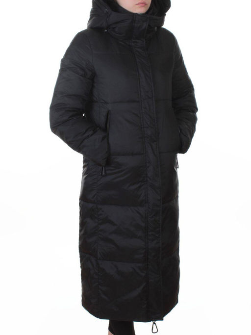 3068 BLACK Пальто пуховое женское с внутренним жилетом (утиный пух)