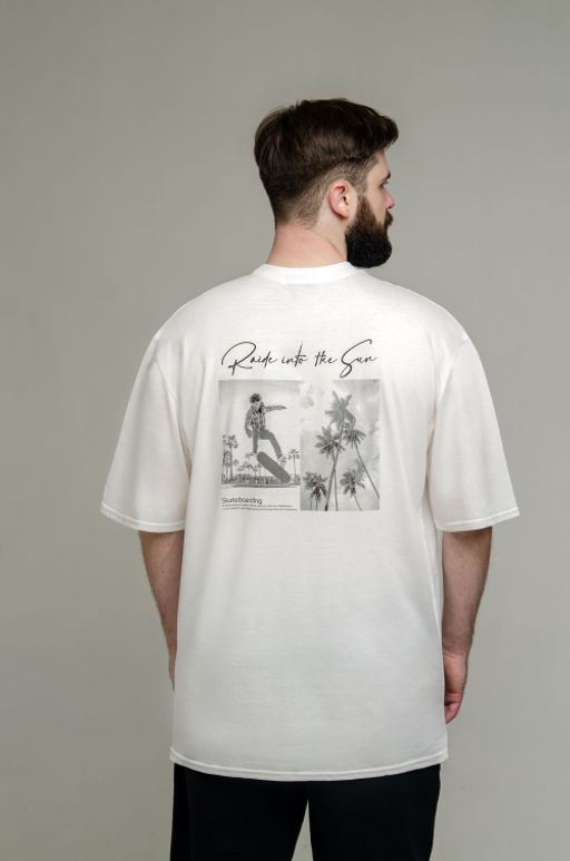 Арт. 61138 Футболка мужская оверсайз 48-56 (5 шт) Цвет:молочный - Идеал фото 9