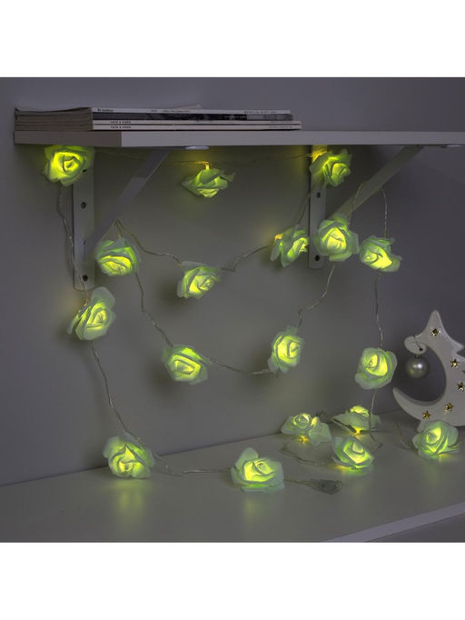 Гирлянда Нить 5 м с насадками Розы жёлтые, IP20, прозрачная нить, 20 LED, свечение тёплое белое, 220 В - Luazon lighting фото 17