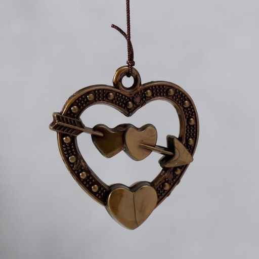 Музыка ветра Сердце со стрелой, металл, 3 колокольчика, 40 см