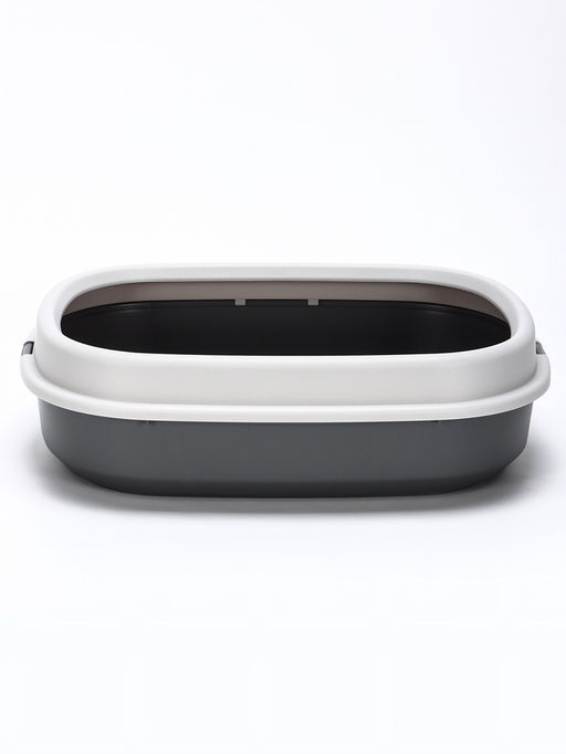 Лоток для кошек "Фур-Мур", 48×35.5 см, с бортом и совком, покрытие Soft-touch, цвет смоки