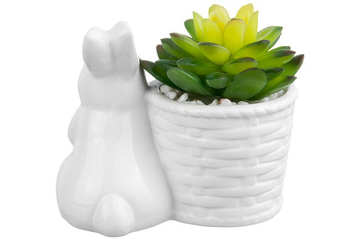 Кашпо-фигурка 11,5*7,2*10,5 см "Заяц с цветком"