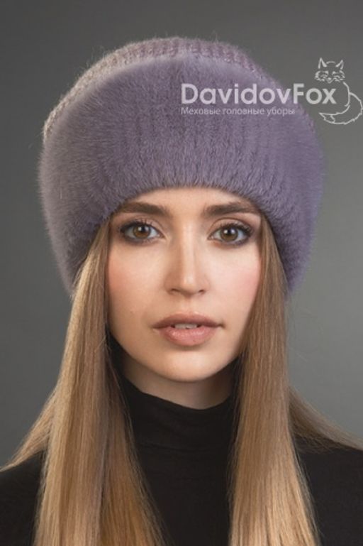 Шапка Камелия норка трикотаж чертополох