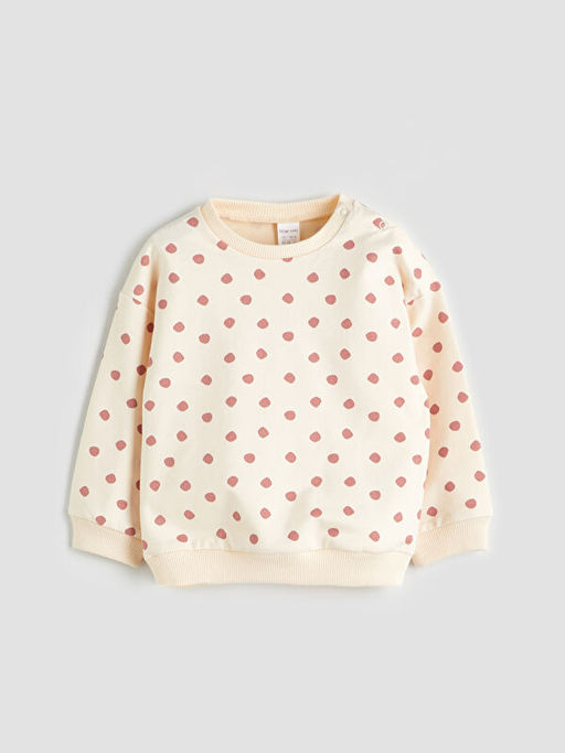 Bisiklet Yaka ?i?ekli K?z ?ocuk Sweatshirt