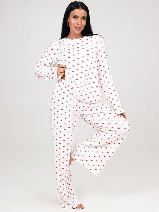444 ПИЖАМА БРЮКИ (Сердечки (молочный)) - А-дина фото 2