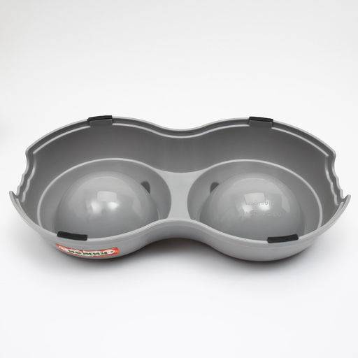 Миска двойная пластиковая, 25145 см, серая - Пижон фото 3