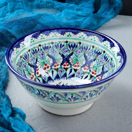 Коса Риштанская Керамика Узоры, 18 см, большая, синяя - Шафран фото 10