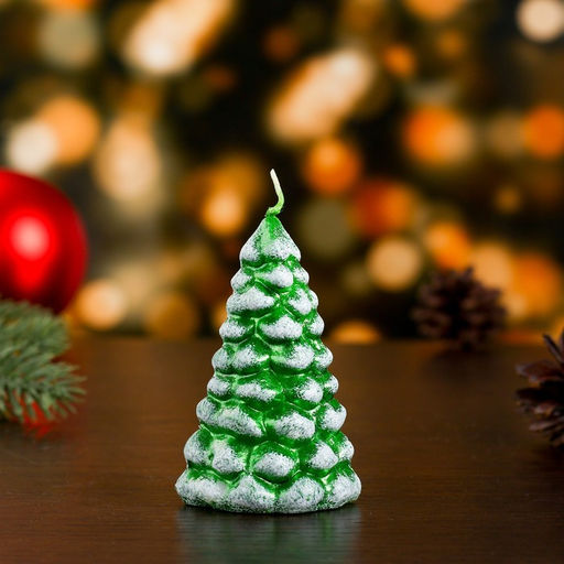 Свеча декоративная «Ёлочка», 7.5×4.5 см, 3 ч, 25 г, зелёная