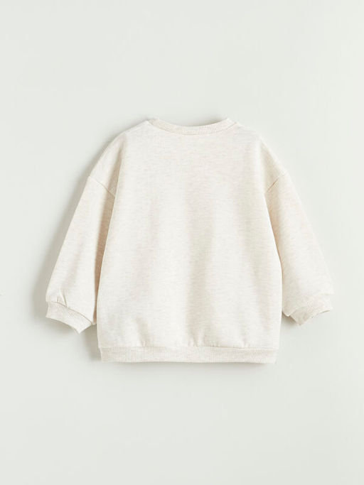 Bisiklet Yaka Bask?l? Erkek Bebek Sweatshirt