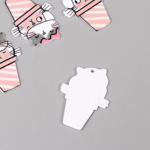 Цена за 4 шт. Декор для творчества акрил Два кота в стаканчике, 3.92.90.2 см - Арт узор фото 2