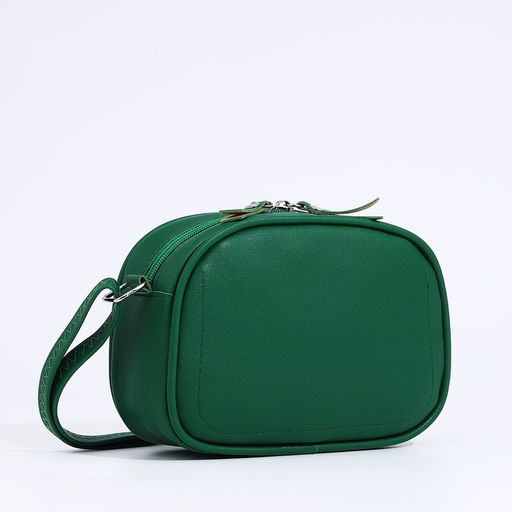 Сумка женская кросс-боди на молнии, 21×7×14 см, зелёная