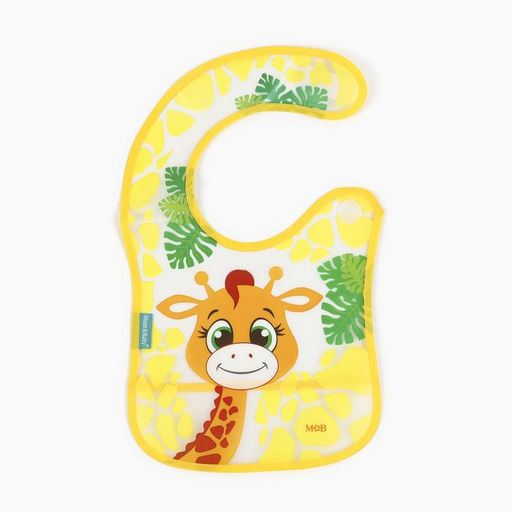 Нагрудник для кормления M&B «Жирафик Лило» непромокаемый на липучке, с карманом