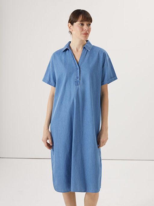 G?mlek Yaka Kad?n Jean Elbise