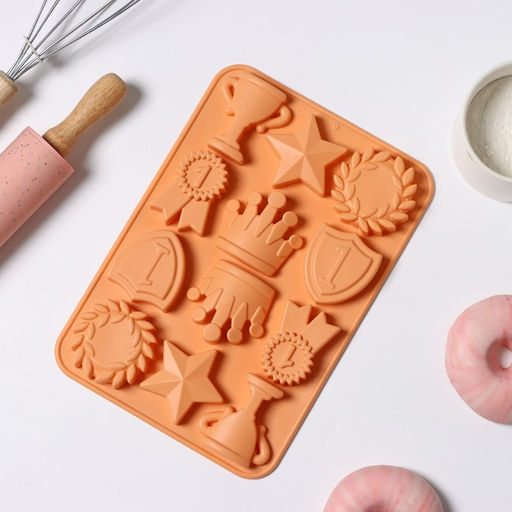 Форма для шоколада Доляна Чемпион, силикон, 12 ячеек, 24?16?2 см, персиковая  фото 3