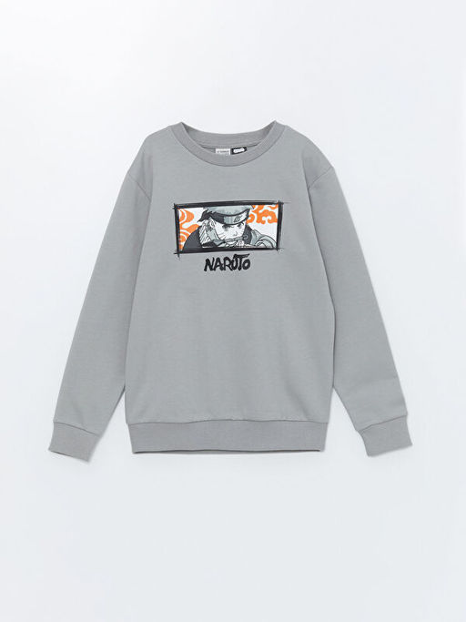 Bisiklet Yaka Naruto Bask?l? Uzun Kollu Erkek ?ocuk Sweatshirt