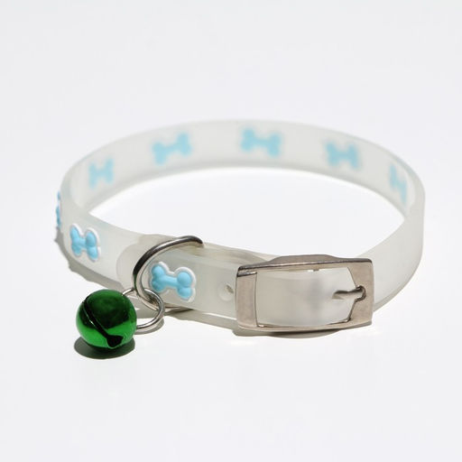 Ошейник Косточки, 28 х 1 см, ОШ 18-24 см, прозрачный/голубой - Пижон фото 2