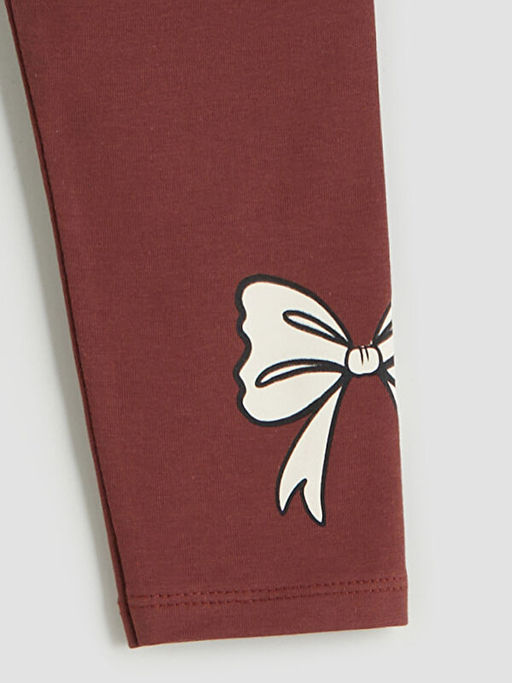 Beli Lastikli Fiyonk Bask?l? K?z ?ocuk Tayt