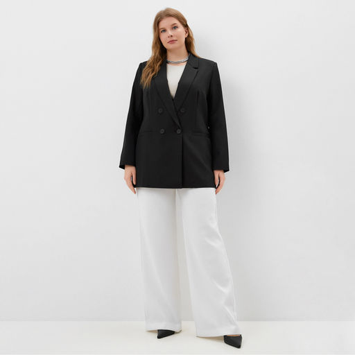 Пиджак женский двубортный MIST plus-size, размер 54, чёрный