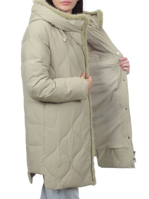 310 OLIVE Пальто зимнее стеганое женское (200 гр. холлофайбер, натуральная норка) - Fashion фото 7
