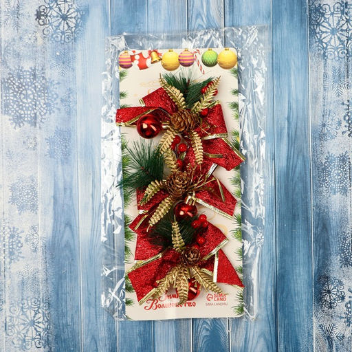 Ёлочные игрушки 3 шт. Зимнее волшебство. Бант изыск пластик, 107 см, красный фото 2