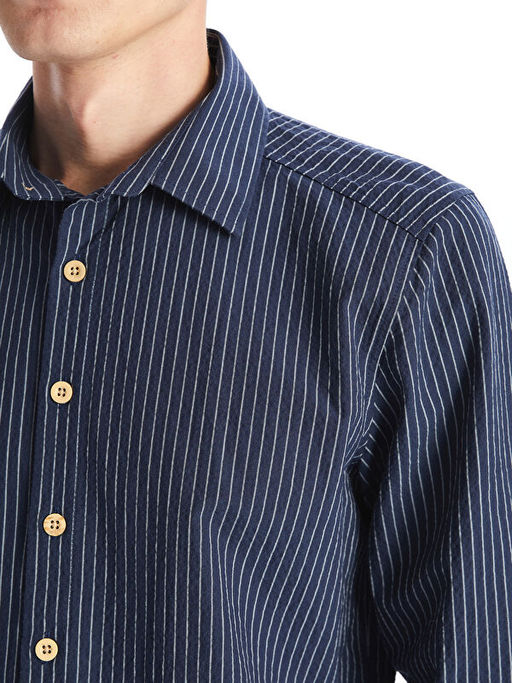 Regular Fit Uzun Kollu ?izgili Erkek G?mlek