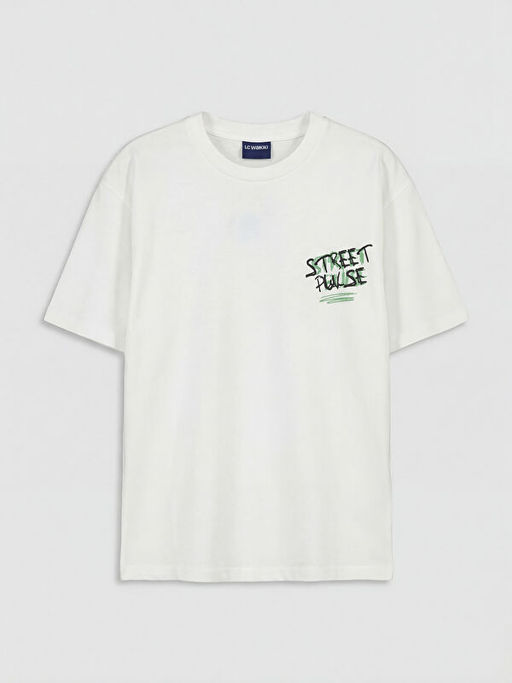 Bisiklet Yaka Bask?l? Erkek ?ocuk Ti??rt