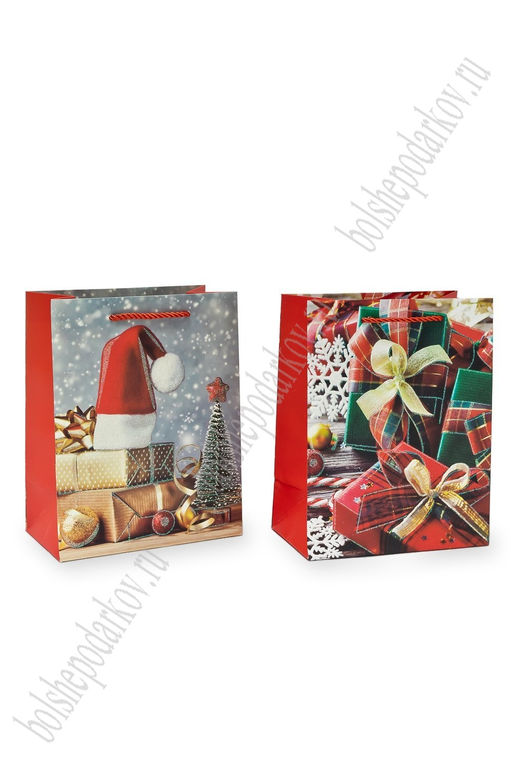 Пакет Новогодний 18*23*10 см (12 шт) SF-7568, микс №2 - Больше подарков фото 3