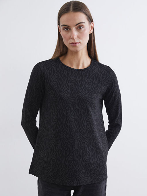 Bisiklet Yaka Desenli Kad?n Ti??rt