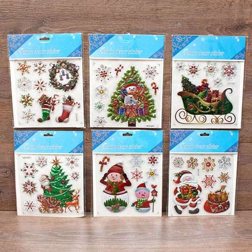 Наклейка объемная силикон. 16,5*21,5см "Новогодняя тематика" (6188-15) 12 видов в ассорт.