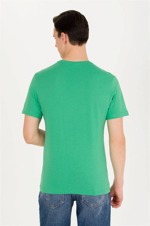 Мужская зеленая базовая футболка с круглым вырезом - U.s. polo assn фото 11