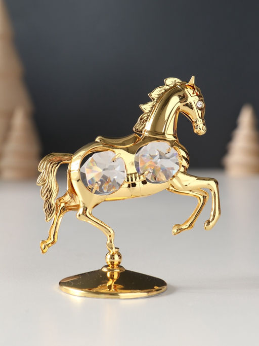 Фигурка металл «Лошадка маленькая» с 4 прозрачными хрусталиками на подставке, 6.5×4×8.5 см
