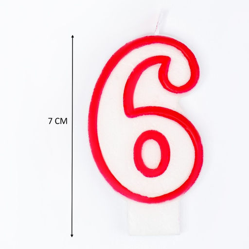 Цена за 12 шт. Свеча для торта цифра 6, ободок цветной, 7 см, МИКС - Страна карнавалия фото 6