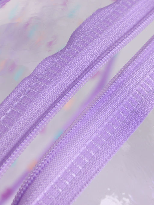 Косметичка-сумка для бассейна, с ручками, с рисунком, в горох, прозрачная/сиреневая