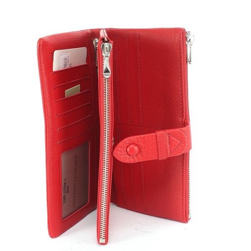 Кошелек женский натуральная кожа Cossroll-2205-1715-1, на молнии, 4отд, 19карм, красный SALE 251860