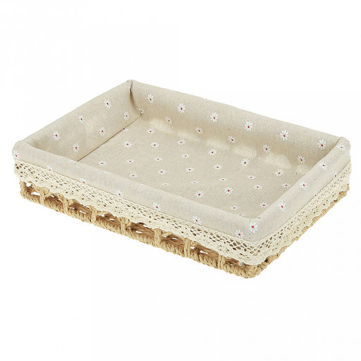 Корзина-сухарница плетеная Миледи набор 3 штуки: 38х28см h10см; 35х25см h8см; 32х22см h6см, металлический каркас, чехол хлопок, форма прямоугольная, цвет - бежевый, ручная работа (Китай) - Домашняя мода фото 4