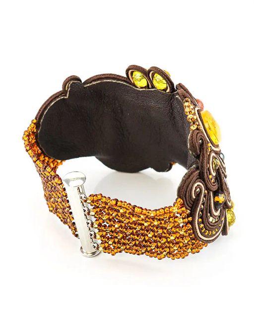 Плетеный браслет с вставками из натурального двухцветного янтаря и кристаллов Индия - Амберхолл фото 5