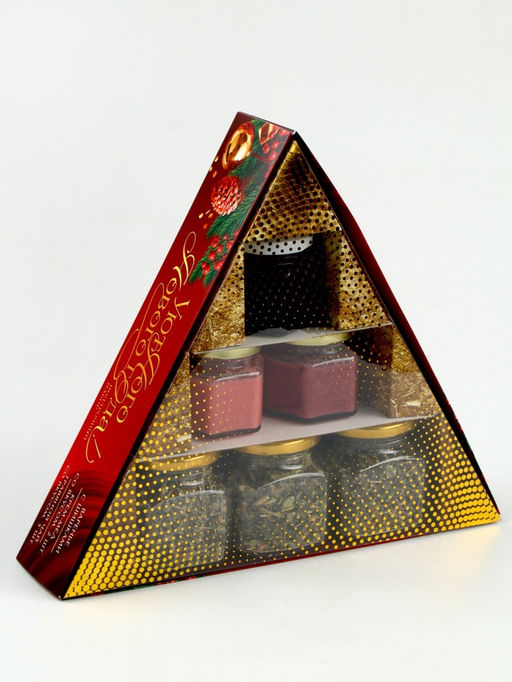 Подарочный набор новогодний «Уютного года» крем-мёд 2 шт. × 120 г, варенье 100 мл., чай 3 шт. × 25 г