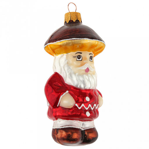 Елочная игрушка фигурка стеклянная Грибок - лесовичок, ручная художественная роспись, подарочная упаковка (Россия) - Домашняя мода фото 3