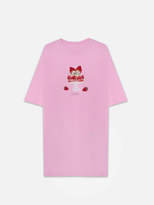 Туника домашняя женская розовая с надписью Как обычно, все клубнично - Mark formelle фото 4