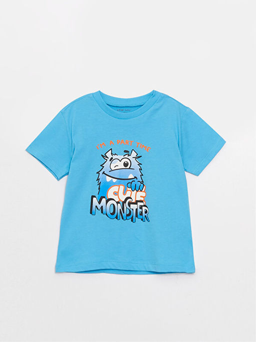 Bisiklet Yaka K?sa Kollu Bask?l? Erkek Bebek Ti??rt